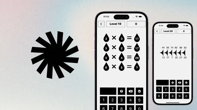 Mindera Logic Puzzle: star symbol and logic puzzles shown on two phones.
